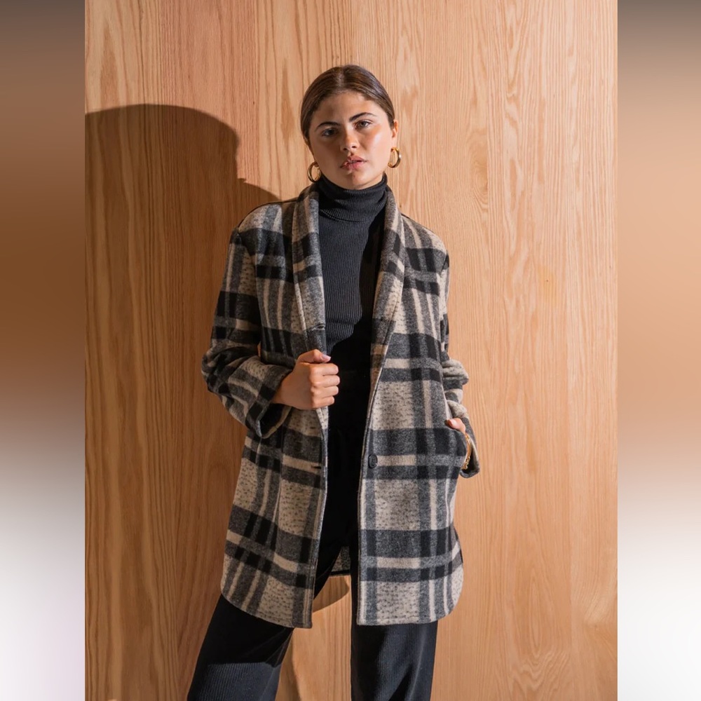 Sundays Owen Coat in Black Plaid Compact